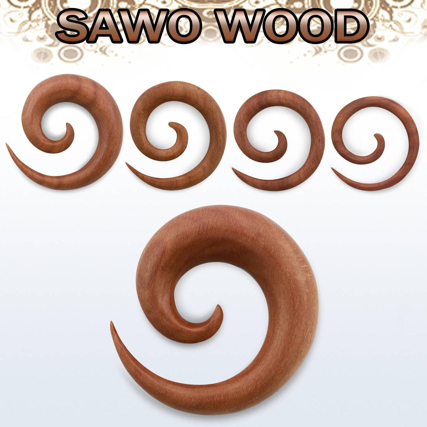 Brown Wood Sawo Spiral