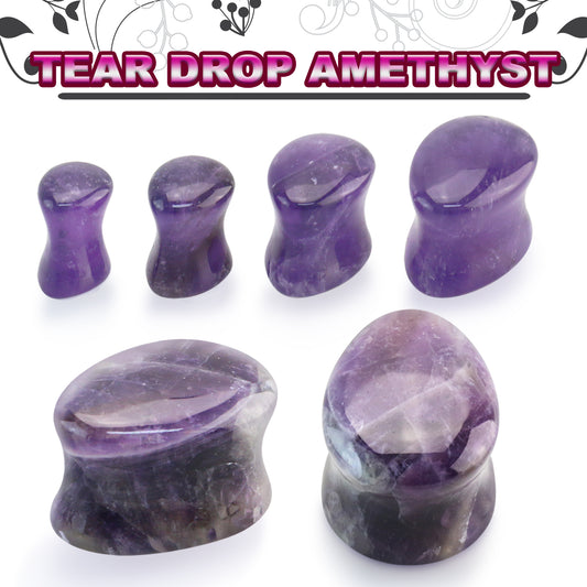 Teardrop Amethyst Double Flare 8G-2G