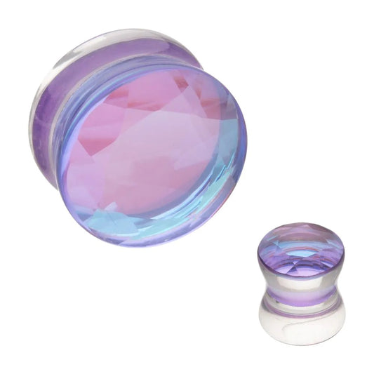 Faceted Glass Double Flare Plug 0g - 7/8