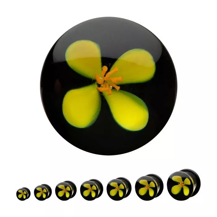 Bouchon en Verre Double Flare Fleur 0g - 7/8"