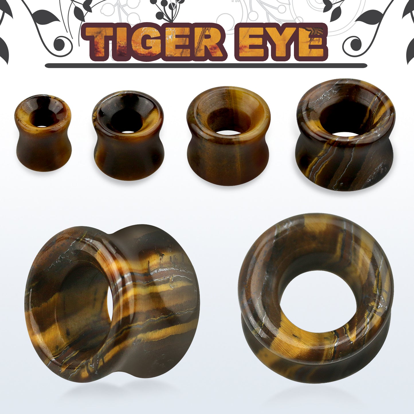 Tiger's Eye Double Flare 0g - 7/8 Stone Tunnel