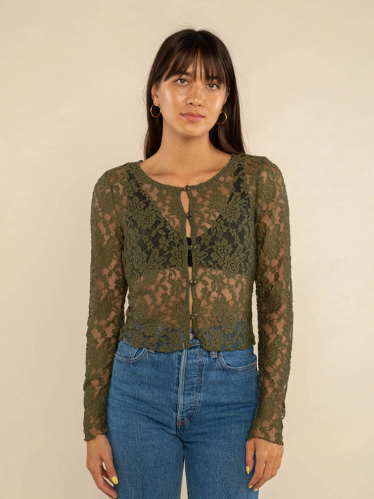 Mae Deadstock Lace Cardigan - Plus Size