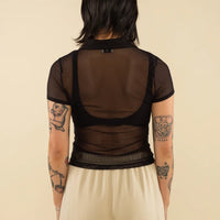 Britt Mesh Short Sleeve Button Down - Plus Size