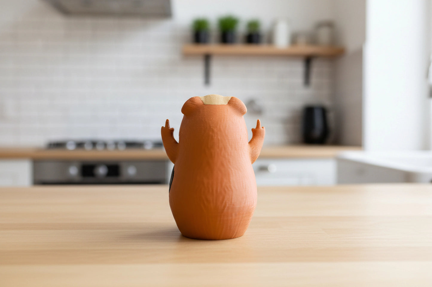 Orange Black Tan Guinea Pig Middle Finger Figurine