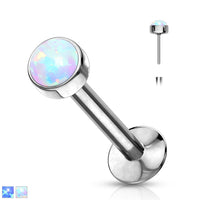 Opal Bezel Top 18g Threadless Labret