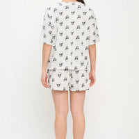 All Over Skull Print Relaxed Shorts
