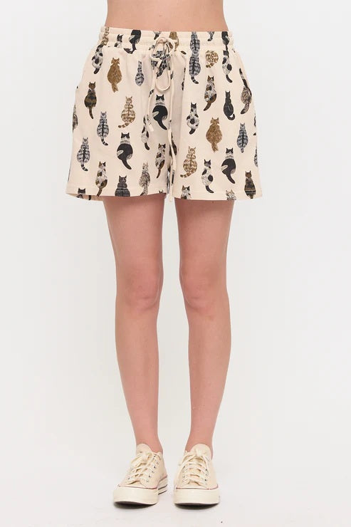 Whimsical Cat Tails Print Shorts