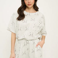 Cat Faces Print Relaxed Fit Shorts