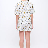 Colorful Dog Head Print Relaxed Fit T-Shirt