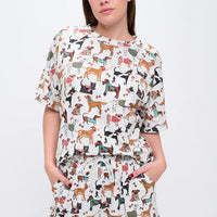 Holiday Dogs Print Relaxed Fit Shorts