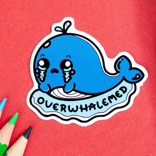 Overwhalemed Whale Sticker - Overwhelmed