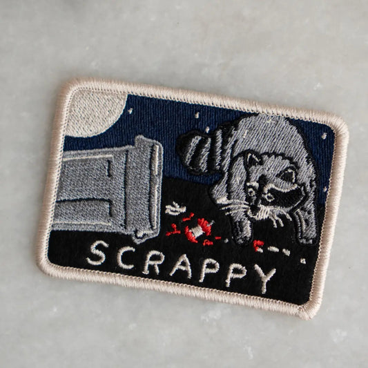 Scrappy Raccoon Embroidered Sticky Patch