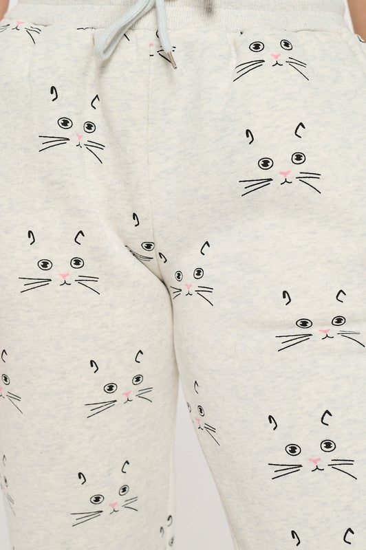 Cat Face Print Sweatpants