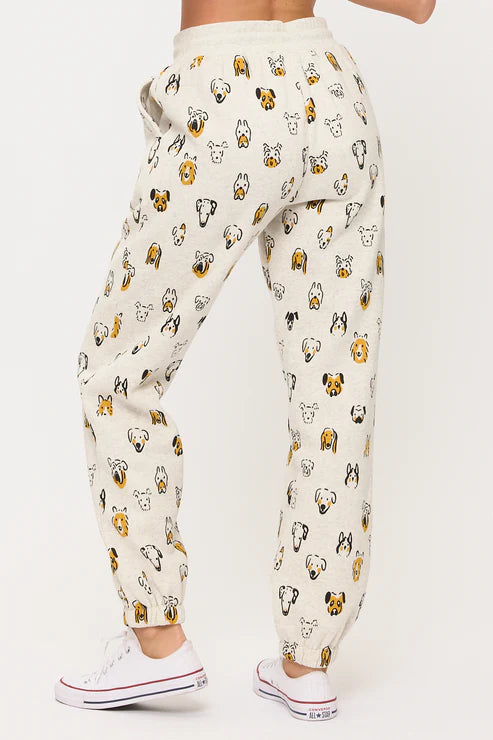 Colorful Dog Heads Print Sweatpants