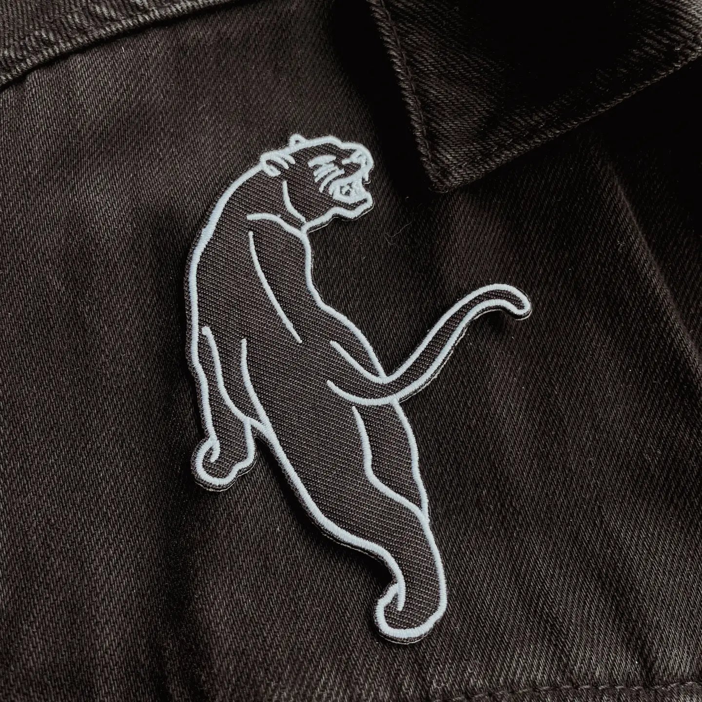 Embroidered Iron-On Patch - Panther - Left Side