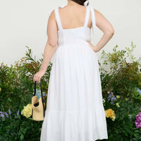 PLUS SCALLOP EYELET TRIM MIDI DRESS