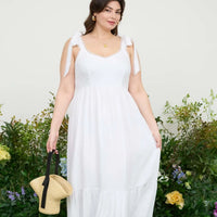 PLUS SCALLOP EYELET TRIM MIDI DRESS