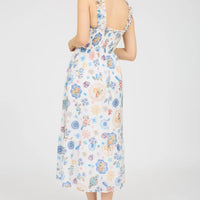 Plus Fruit Print Smocked Sleeveless Midi Dress