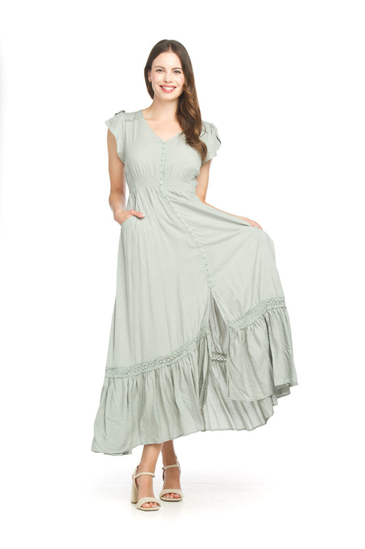 Maxi Dress Solid Lace Inset