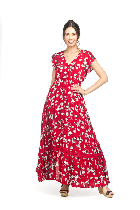 Floral Short Sleeve Maxi Dress