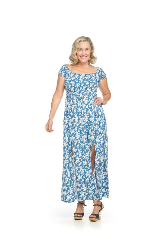 Floral Short Sleeve Smocked Off The Shoulder Dress