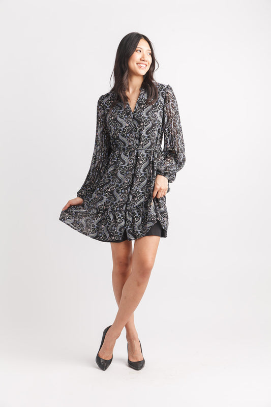 Printed Long Sleeve Dress