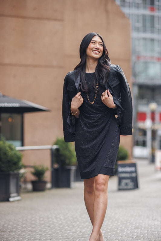 Sparkle Stretch Dress With Ruching