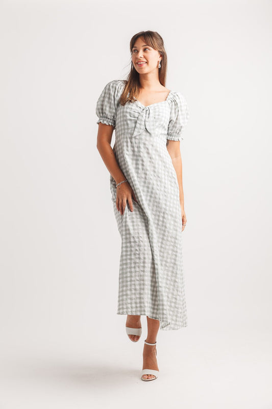Gimgham Puff Sleeve Dress