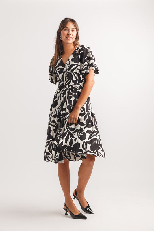 Floral Short Sleeve Henley Dress