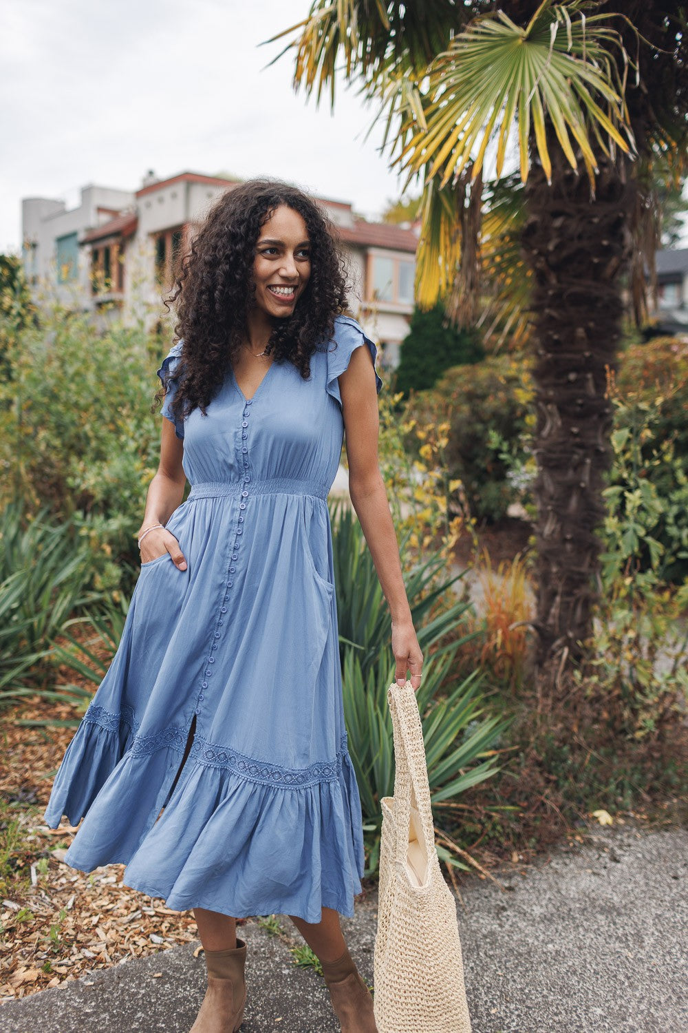Short Sleeve Button Front Dress