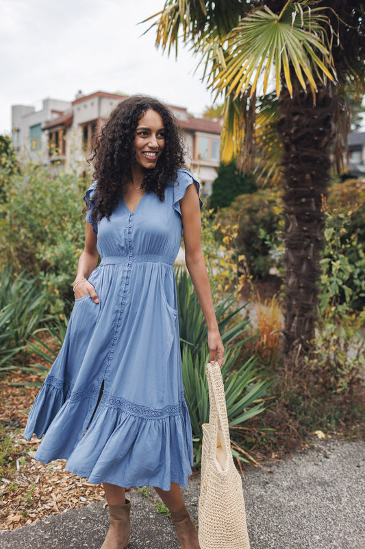 Short Sleeve Button Front Dress