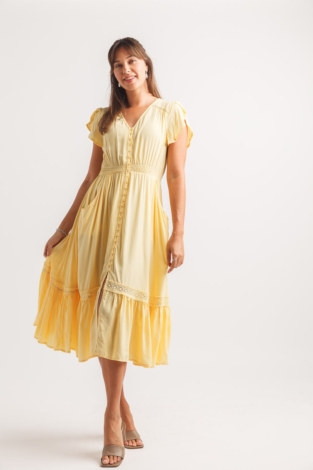 Short Sleeve Button Front Dress