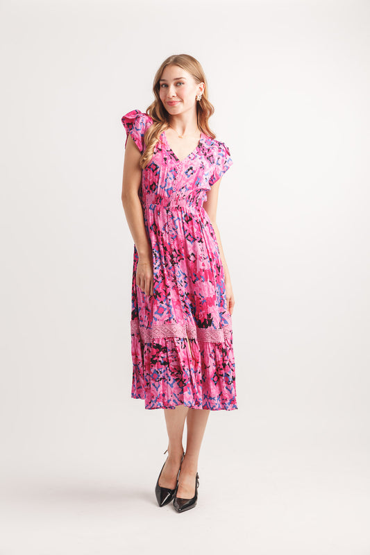 Bright Geo Print Short Sleeve Dress