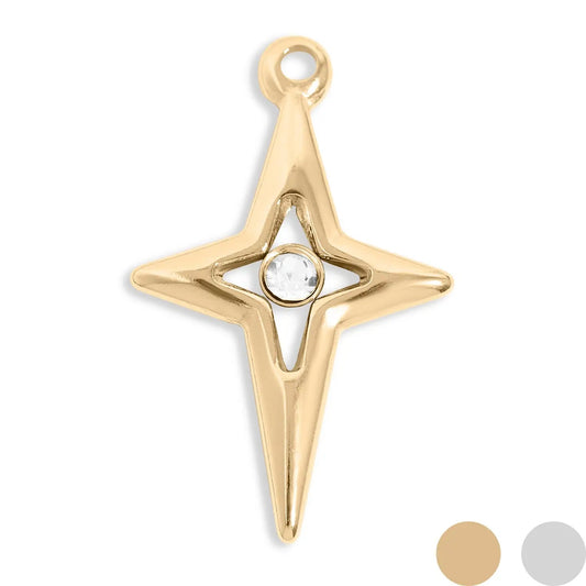 18K Gold Pvd Compass Star Charm