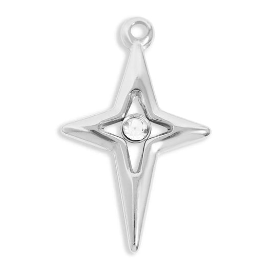 Stainless Steel Compass Star Charm