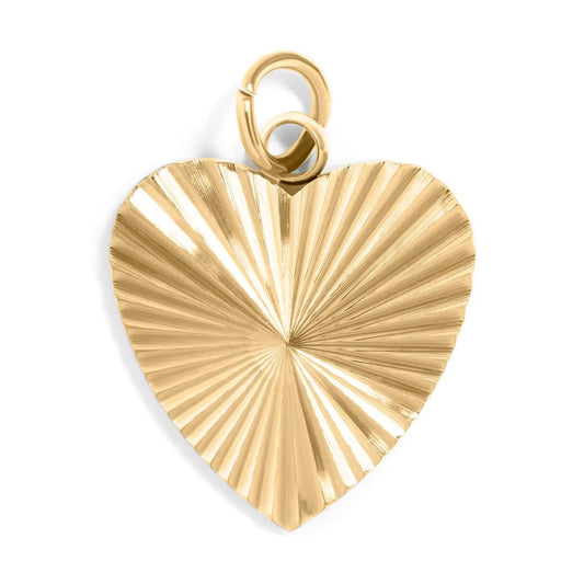 18K Gold Pvd Sunburst Heart Charm
