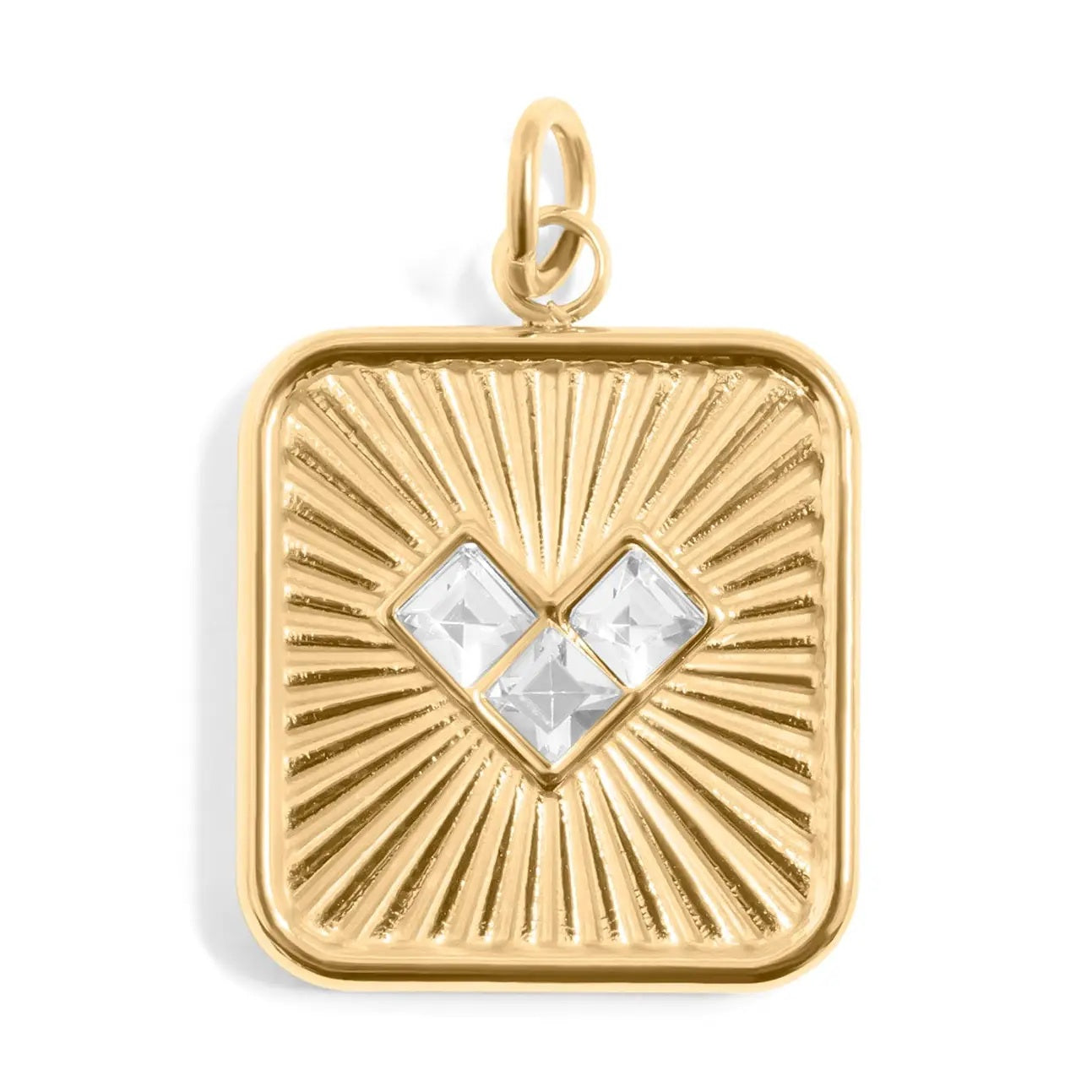 18K Gold PVD Stainless Steel Stone Heart Pendant