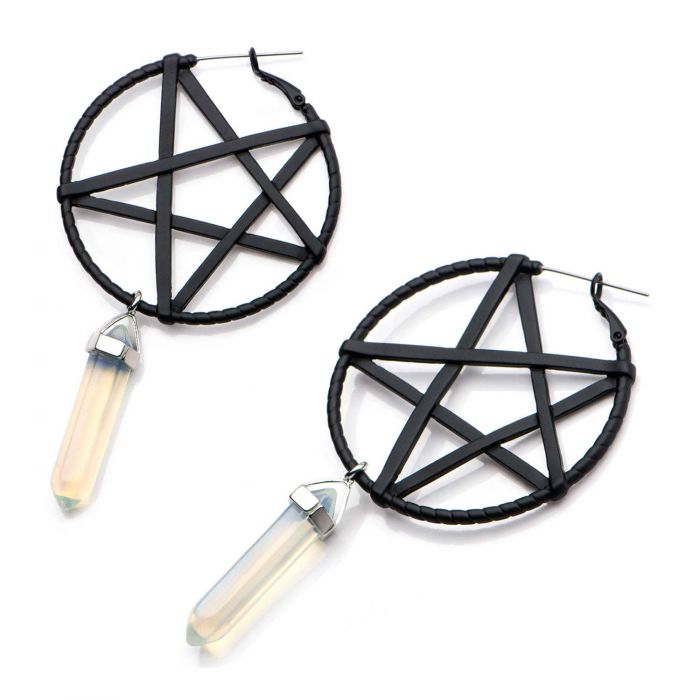 Pentagram With Opalite Pendulum Plug Hangers