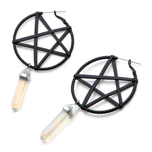 Pentagram With Opalite Pendulum Plug Hangers