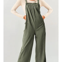Corduroy Pocketed Wide Leg Loose Fit Plus Size Overall