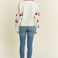 Cherry Jaquard Pullover Sweater