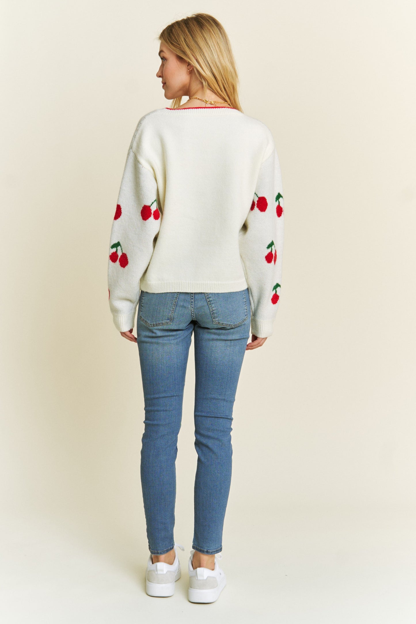 Cherry Jaquard Pullover Sweater