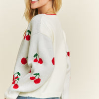 Cherry Jaquard Pullover Plus Sweater