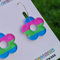 Polysexual Pride Flag Flower Earrings