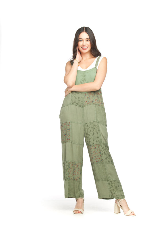 Embroidered Patchwork Overall Sage