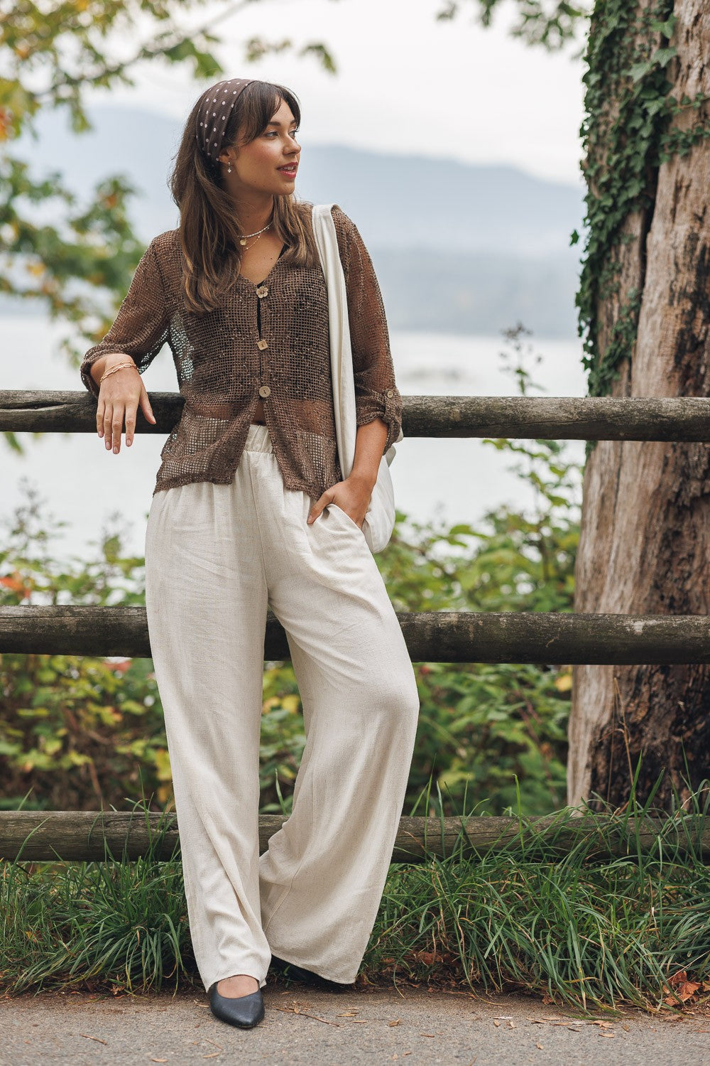 Linen Blend Wide Leg Pants