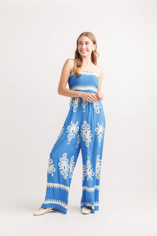 Light Weight Geo Print Wide Leg Pants