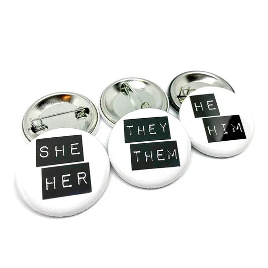 She/Her Black & White Pin