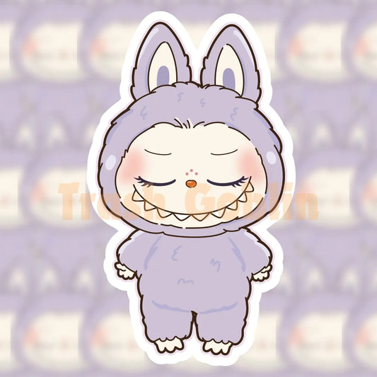 Pastel Purple Closed Eyes Monster Vinyl Sticker