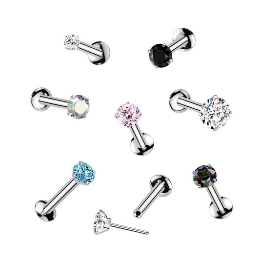 Prong Jewel Threadless Labret 20g With 3mm Base